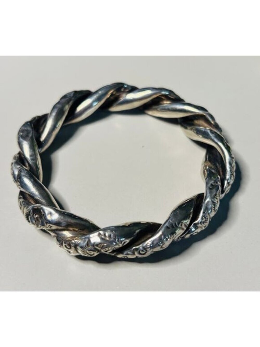 Lovely Victorian Baby Teething Ring Repousse Style Bangle